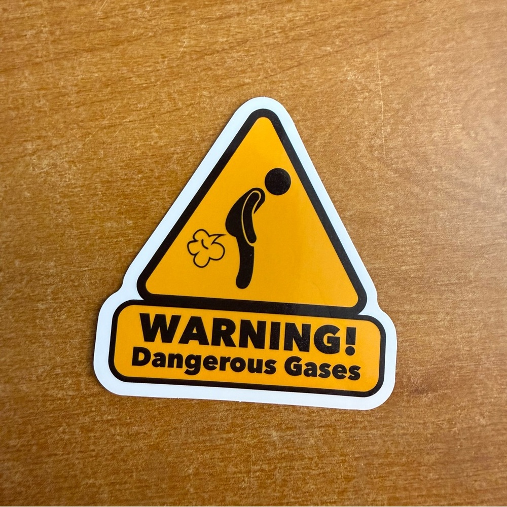 Warning Dangerous Gases‎ Triangle Safety Sticker - Orange and Black Hazard Decal